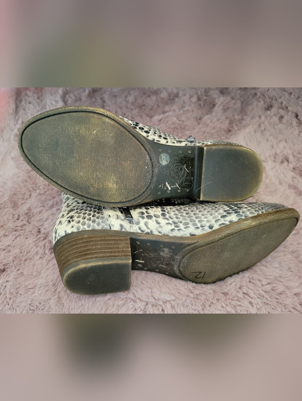 Lucky Brand Leather Snake-Print Double Zip Ankle Boots Booties Size 8 - "Breah" - Picture 7 of 8